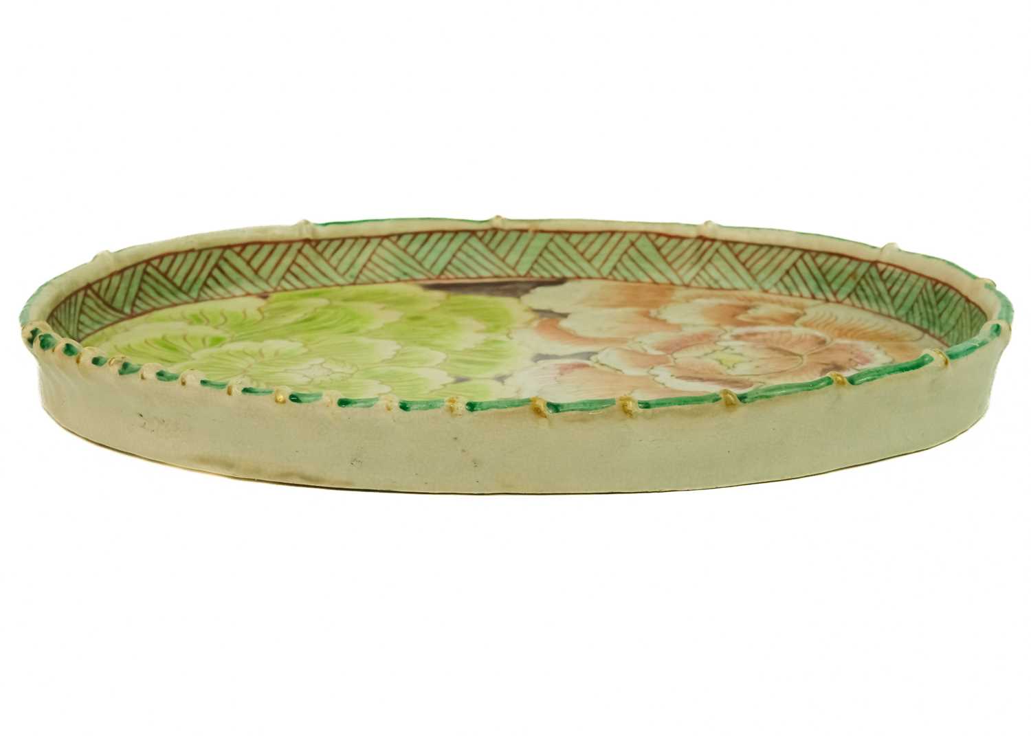 A Japanese oval pottery tray, circa 1900. - Image 2 of 5