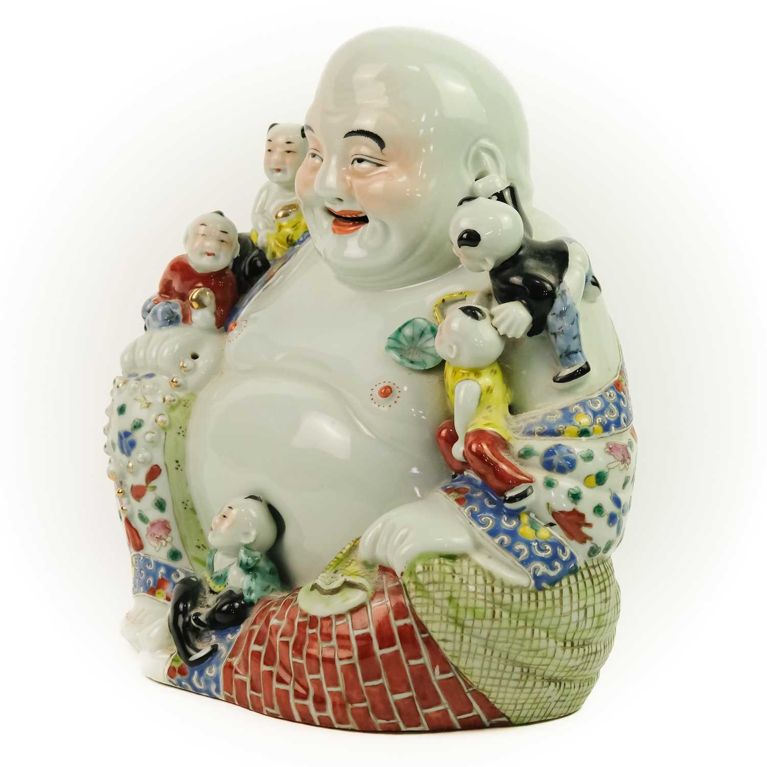 A large Chinese porcelain model of Buddha, 20th century. - Image 4 of 10