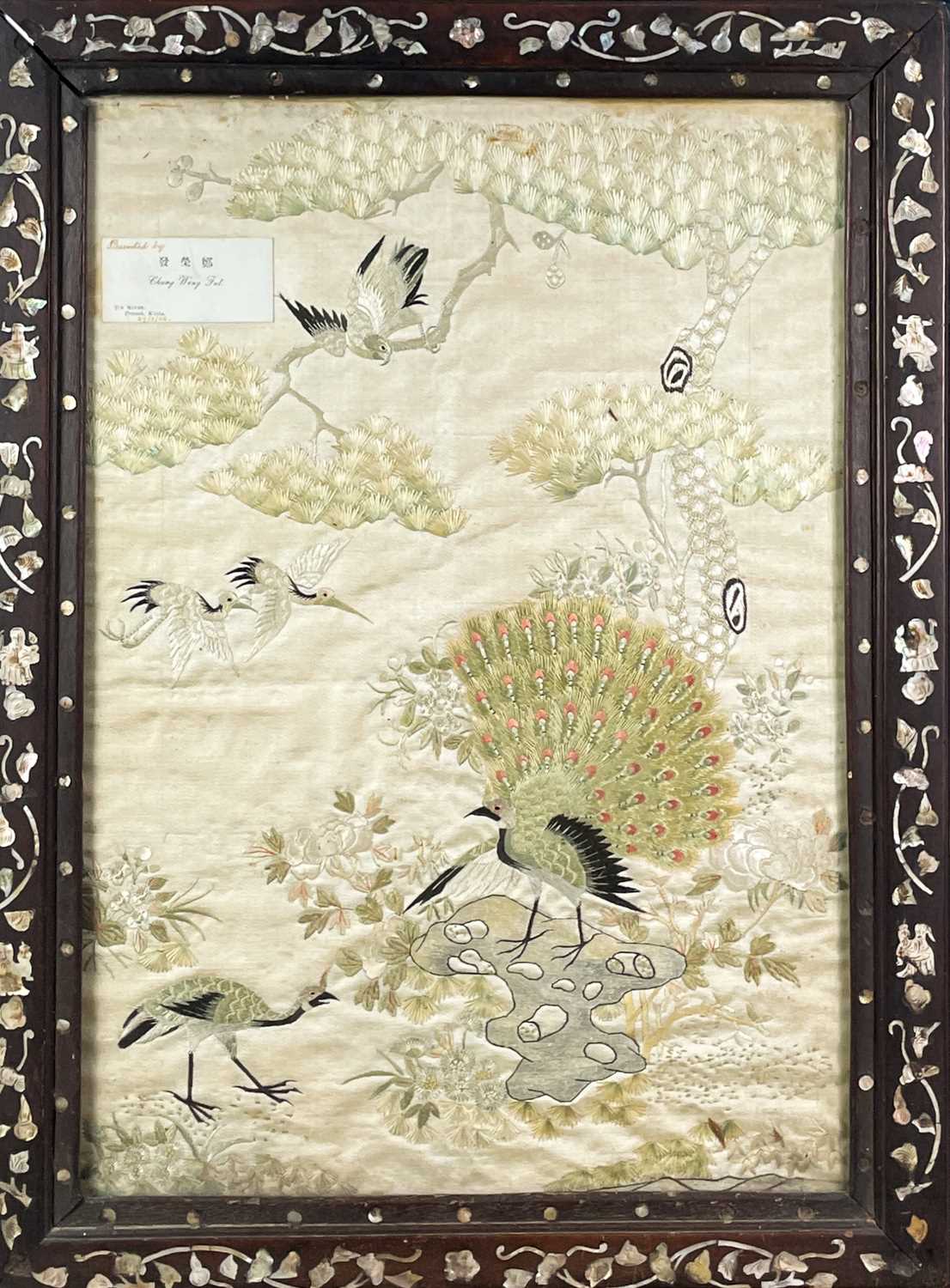 A Chinese silk embroidered panel, circa 1900.