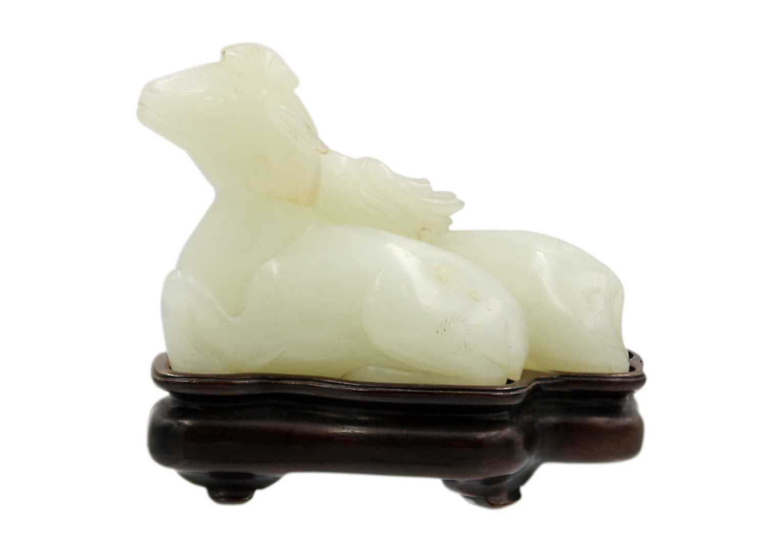 A Chinese carved celadon jade group of deers, Qing Dynasty, 19th century. - Image 3 of 22