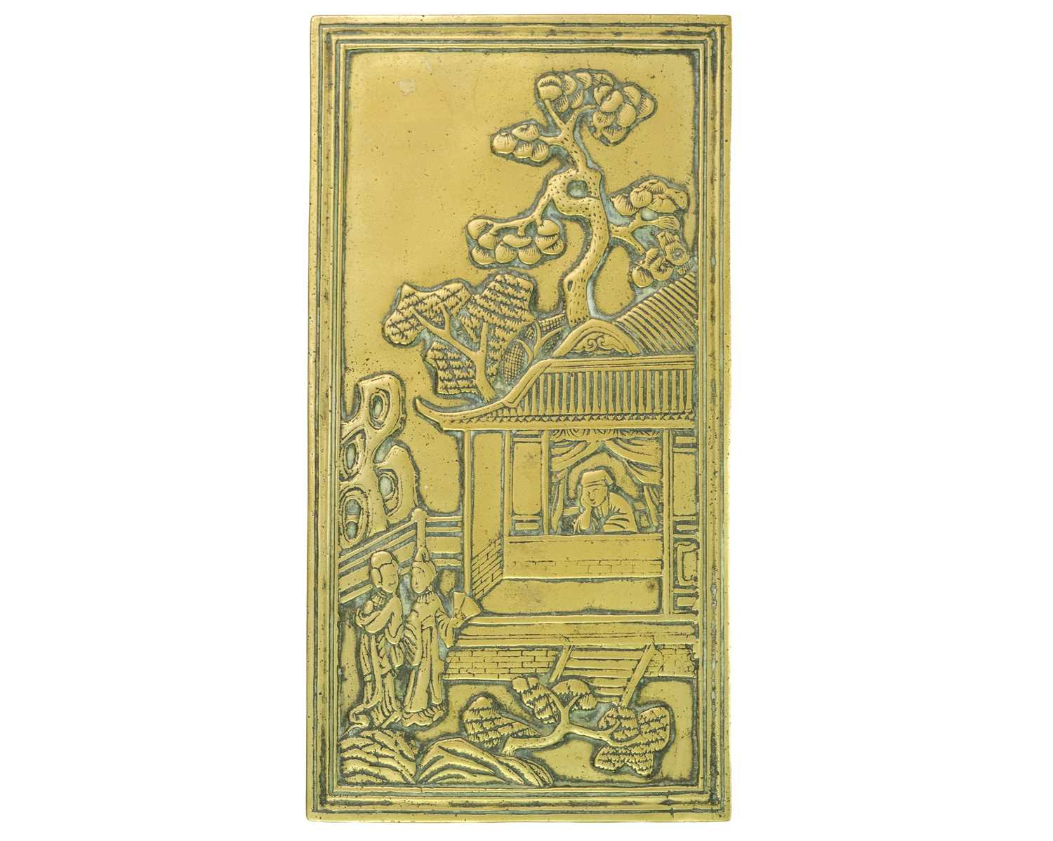 A Chinese bronze plaque, 19th century.