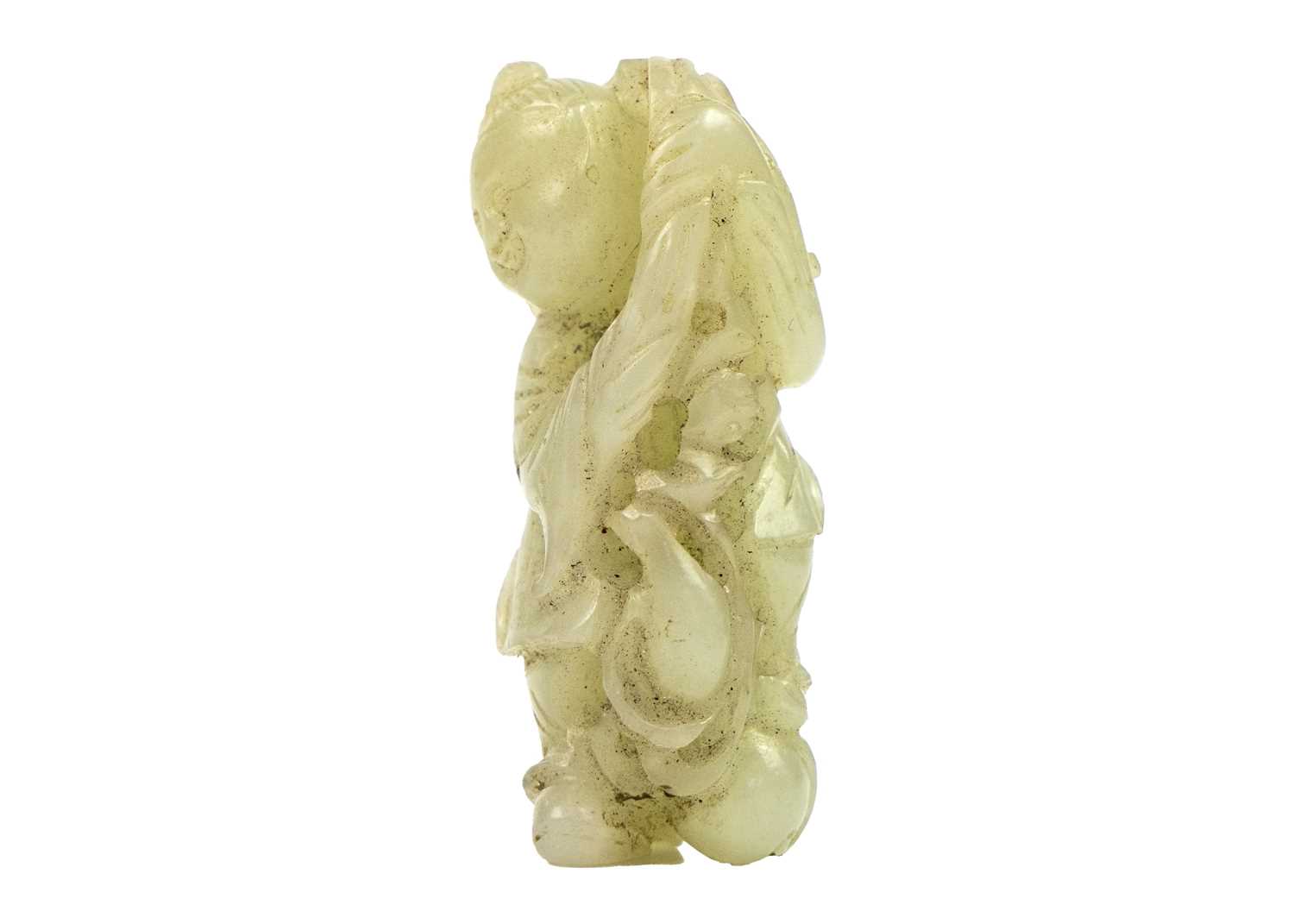 A Chinese carved jade figure of a boy, Qing Dynasty, 19th century, - Image 2 of 9