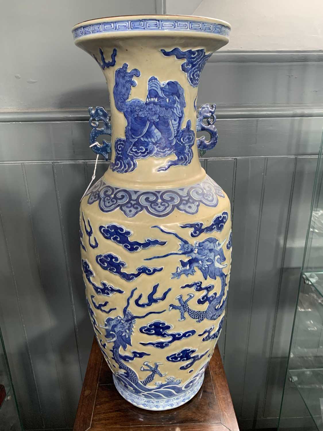 A large Chinese floor standing baluster 'dragon' vase, late 19th century. - Image 8 of 20