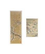 A large Chinese painting on silk, early-mid 20th century.