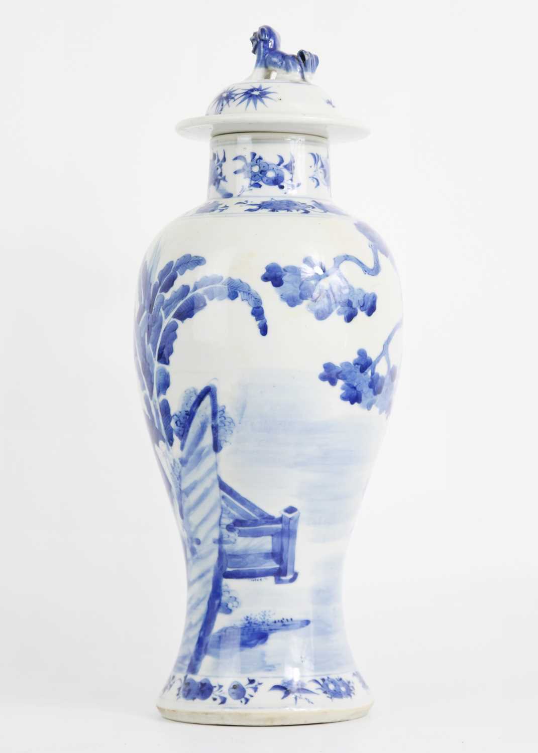 A Chinese blue and white porcelain vase and cover, Qing Dynasty, late 19th century. - Image 9 of 21