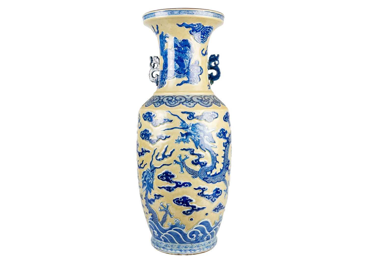 A large Chinese floor standing baluster 'dragon' vase, late 19th century.