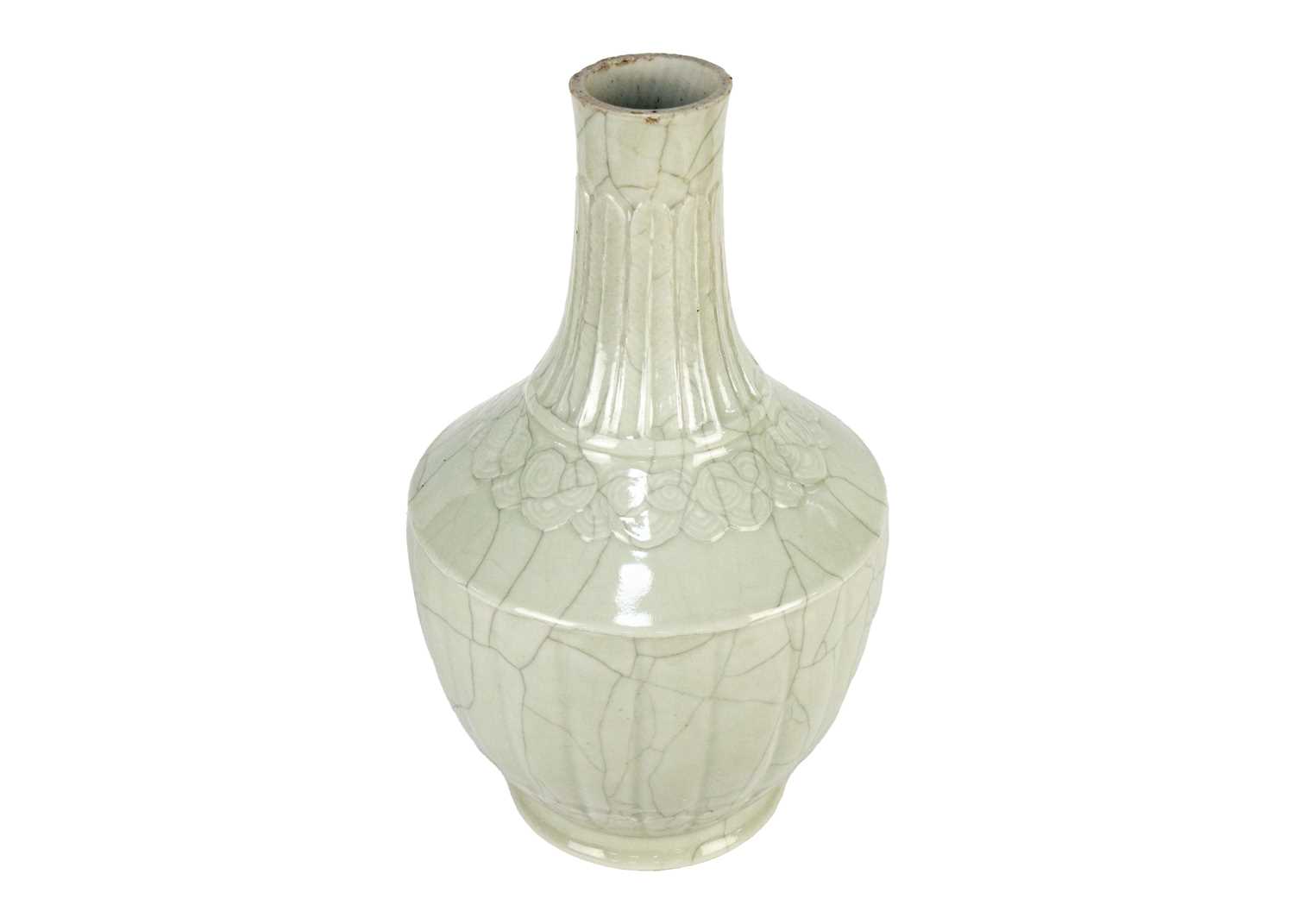 A Chinese crackle glazed celadon vase, 19th century. - Image 3 of 7