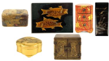 A Japanese miniature lacquer cabinet, Meiji period.