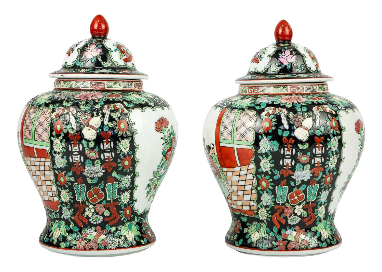 A pair of Chinese famille noire baluster vases, early-mid 20th century. - Image 3 of 5