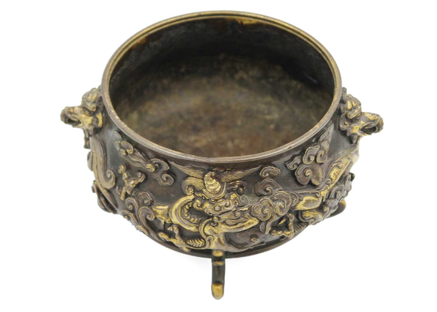 A Chinese gilt bronze censer and cover, late Ming Dynasty. - Image 3 of 42