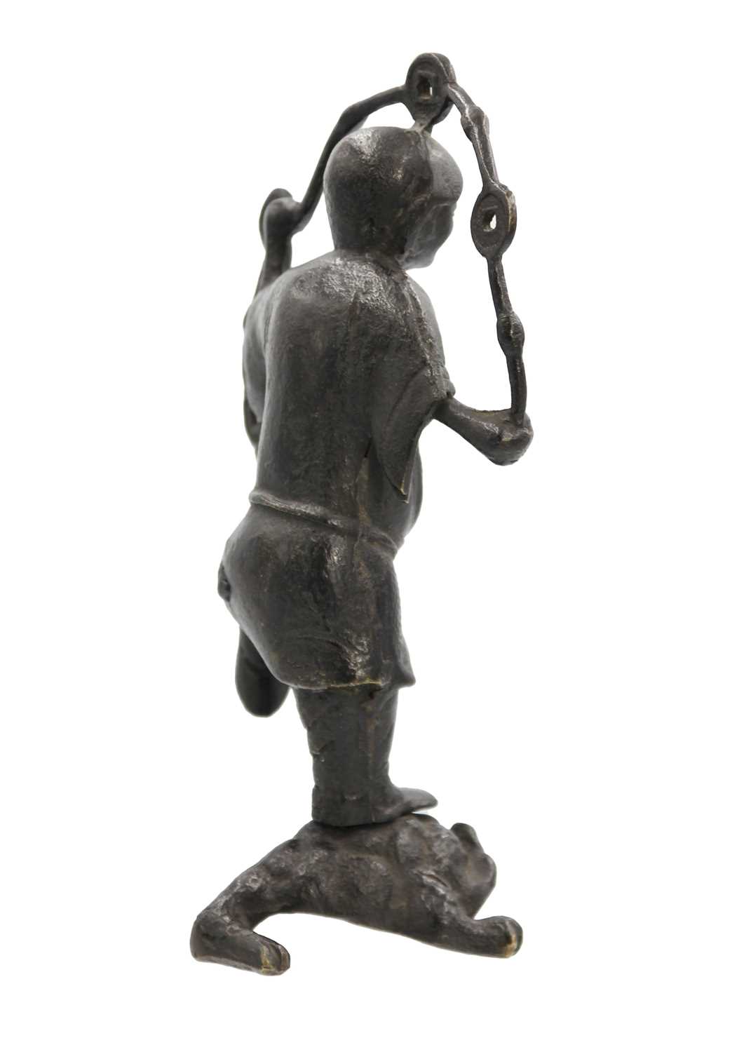A Chinese bronze model of Liu Hai, Qing Dynasty. - Image 2 of 3