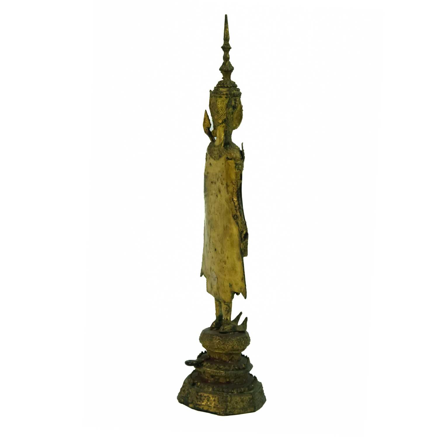 A Thai gilt bronze standing Buddha in royal attire, 18th/19th century. - Image 2 of 5