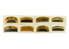 Eight Japanese gold lacquer combs, Meiji period.
