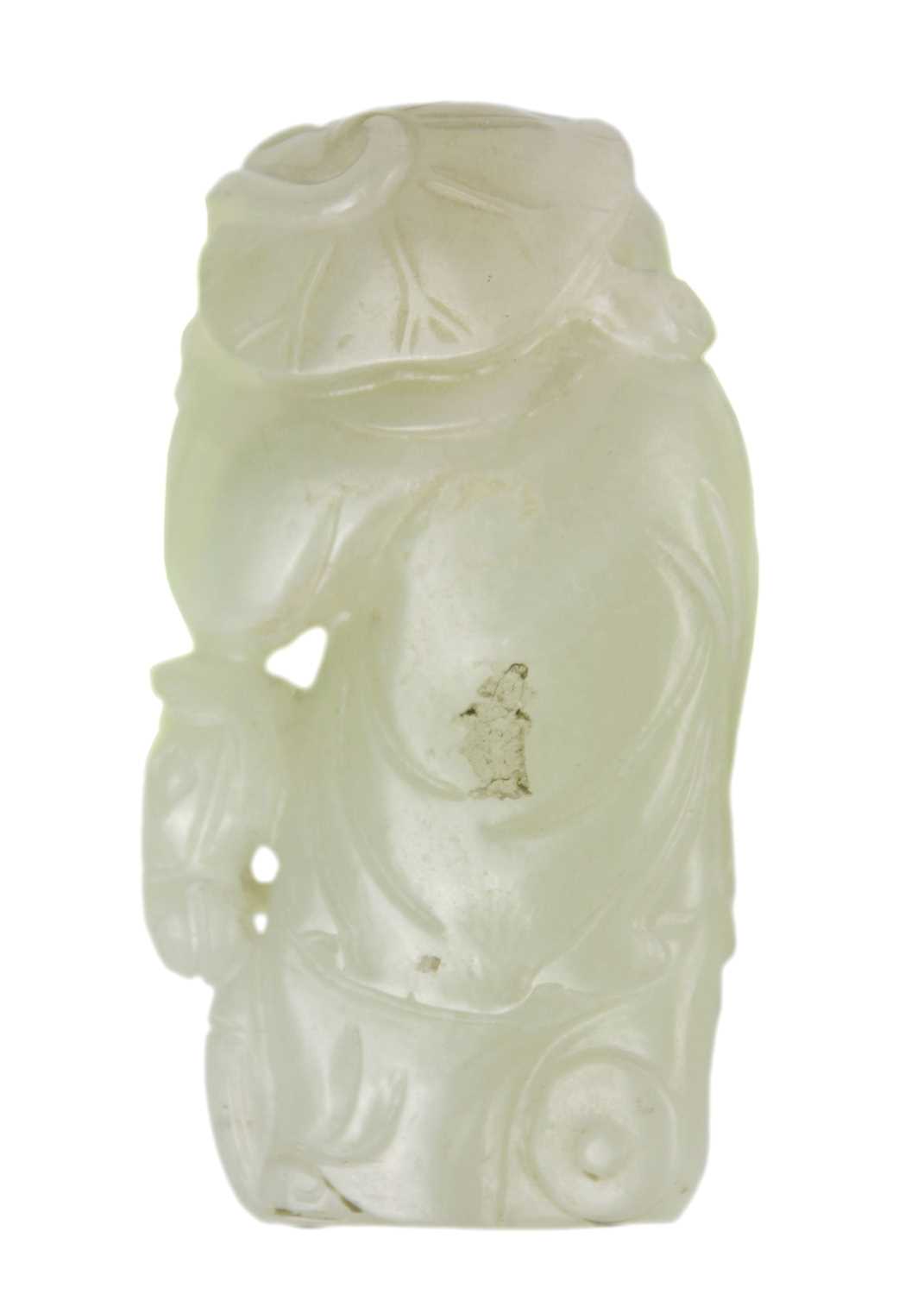 A Chinese celadon jade figure of a boy with hobby horse, Qing Dynasty, 19th century. - Image 2 of 7