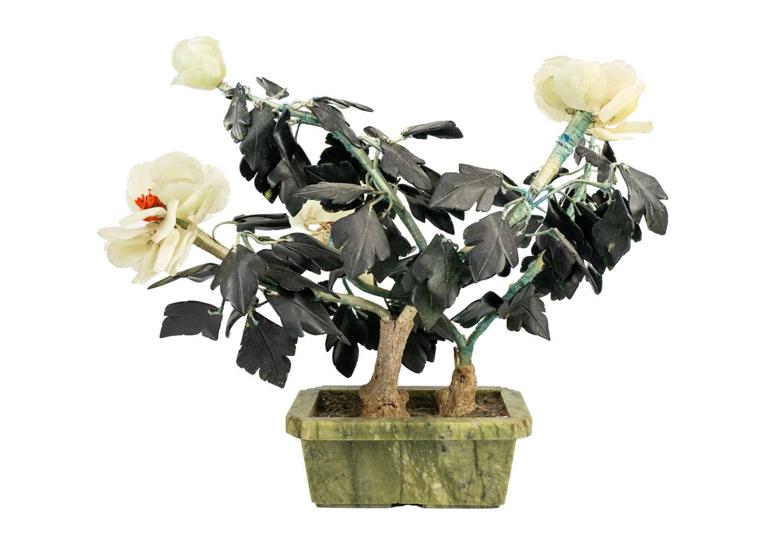 A Chinese hardstone flowering plant, 20th century. - Image 3 of 3