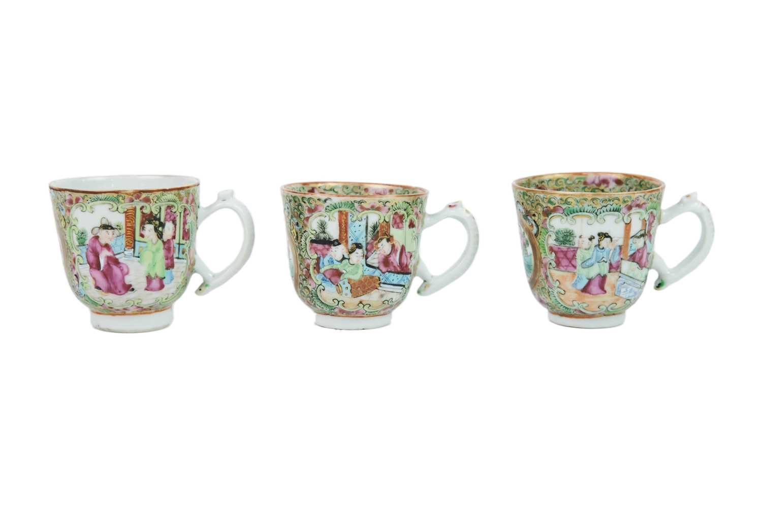 Seven Chinese famille rose porcelain cups and two saucer dishes, 18th century. - Image 4 of 5