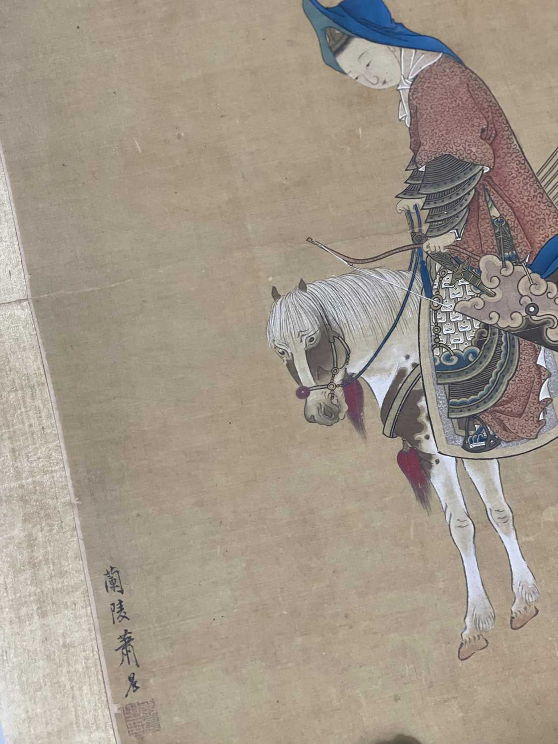 Hsiao Chen. 'FA Mu-Lan on horseback', Qing Dynasty, 19th century. - Image 4 of 11