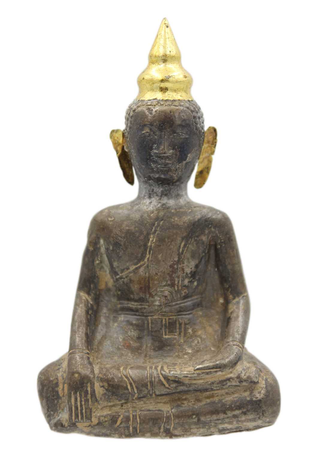 A Chinese silver and wood Buddha, Qing Dynasty, 18th/19th century.