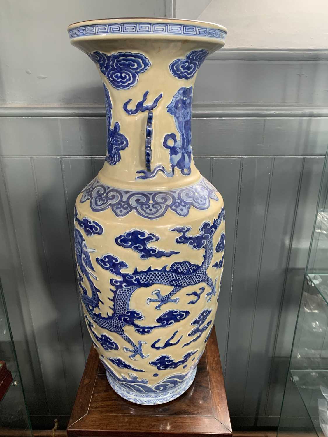 A large Chinese floor standing baluster 'dragon' vase, late 19th century. - Image 10 of 20