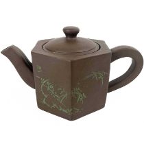 A Chinese hexagonal Yixing teapot.