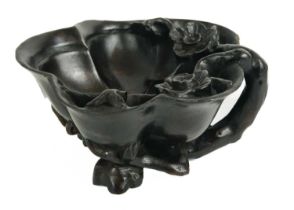 A Chinese hardwood libation cup, 19th century.