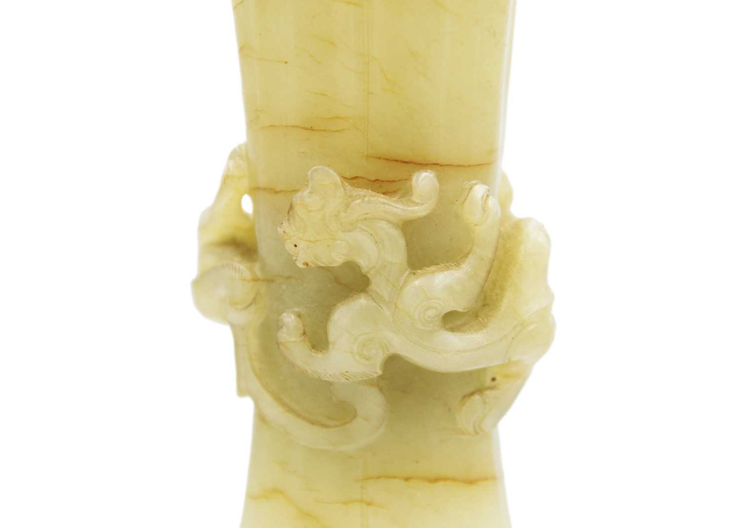 A Chinese pale green jade Gu vase, early Qing Dynasty. - Image 9 of 25