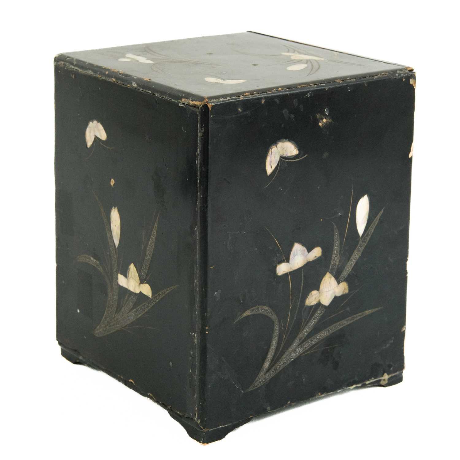 A Japanese black lacquer table cabinet, Meiji period. - Image 14 of 17