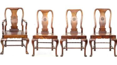 A set of four Chinese export dining chairs, late 19th century.