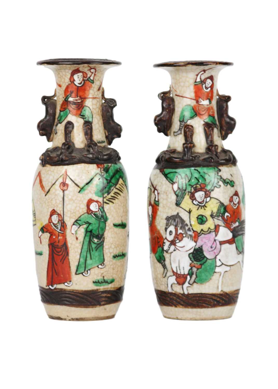 A pair of Chinese crackle glazed vases, 19th century. - Image 3 of 6