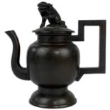 A Chinese bronze and silver inlaid teapot, 19th century.