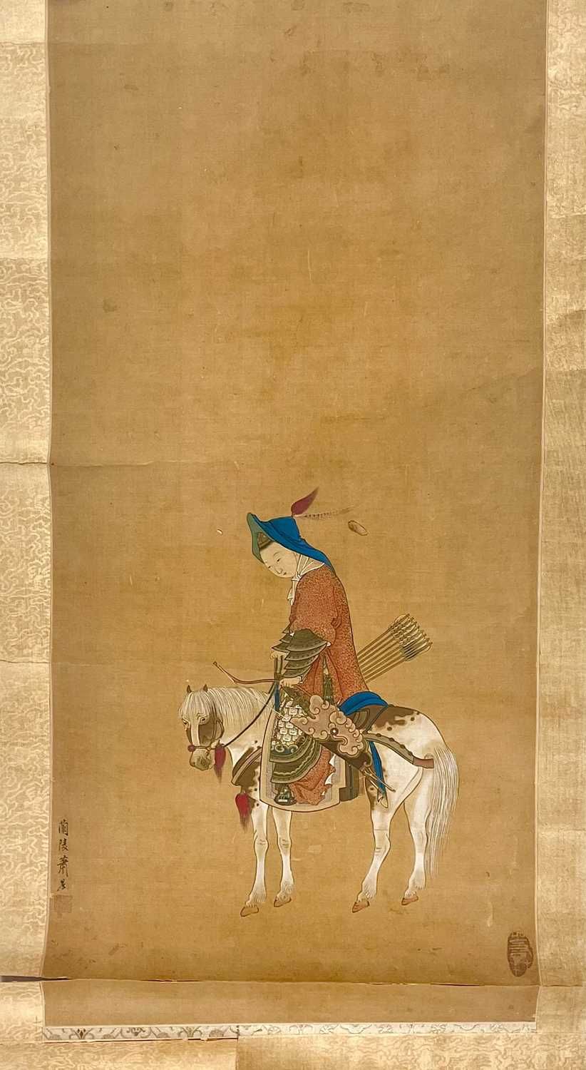 Hsiao Chen. 'FA Mu-Lan on horseback', Qing Dynasty, 19th century. - Image 2 of 11