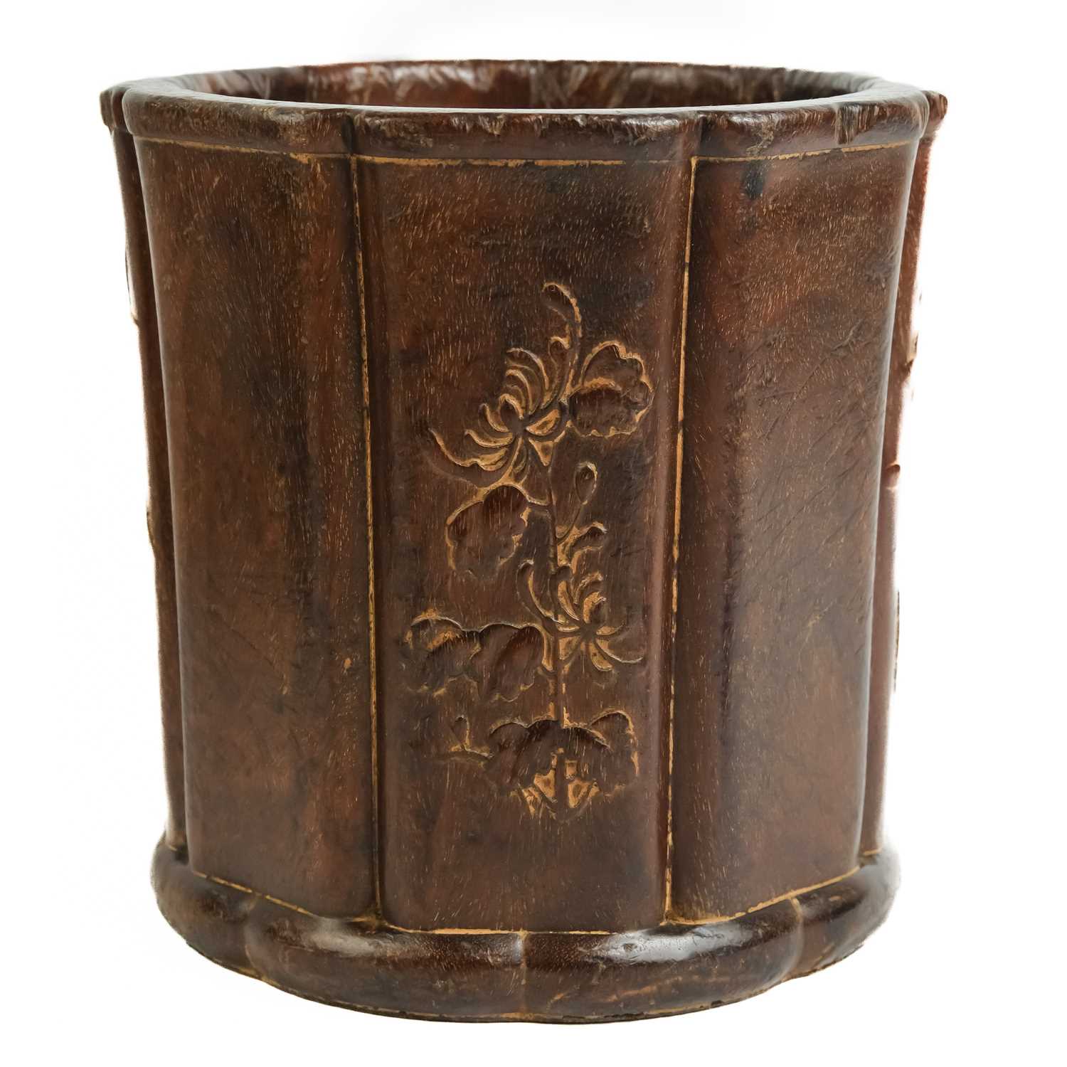 A Chinese hardwood bitong (brush pot), 19th century.