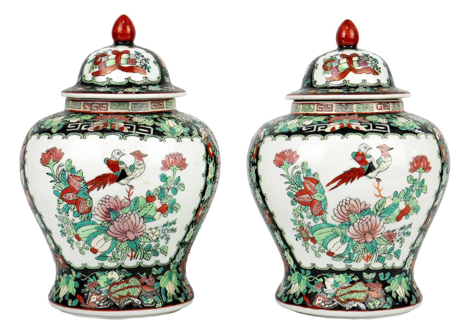 A pair of Chinese famille noire baluster vases, early-mid 20th century. - Image 2 of 5