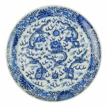 A Chinese blue and white porcelain plate, Qianlong period, 18th century.
