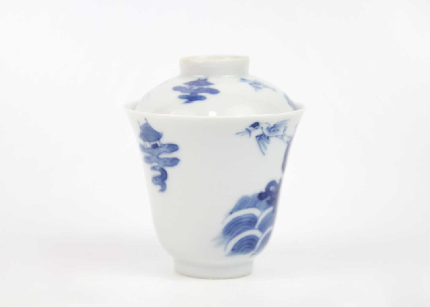 A set of Chinese blue and white porcelain cups, covers and stands, 18th century. - Image 7 of 41