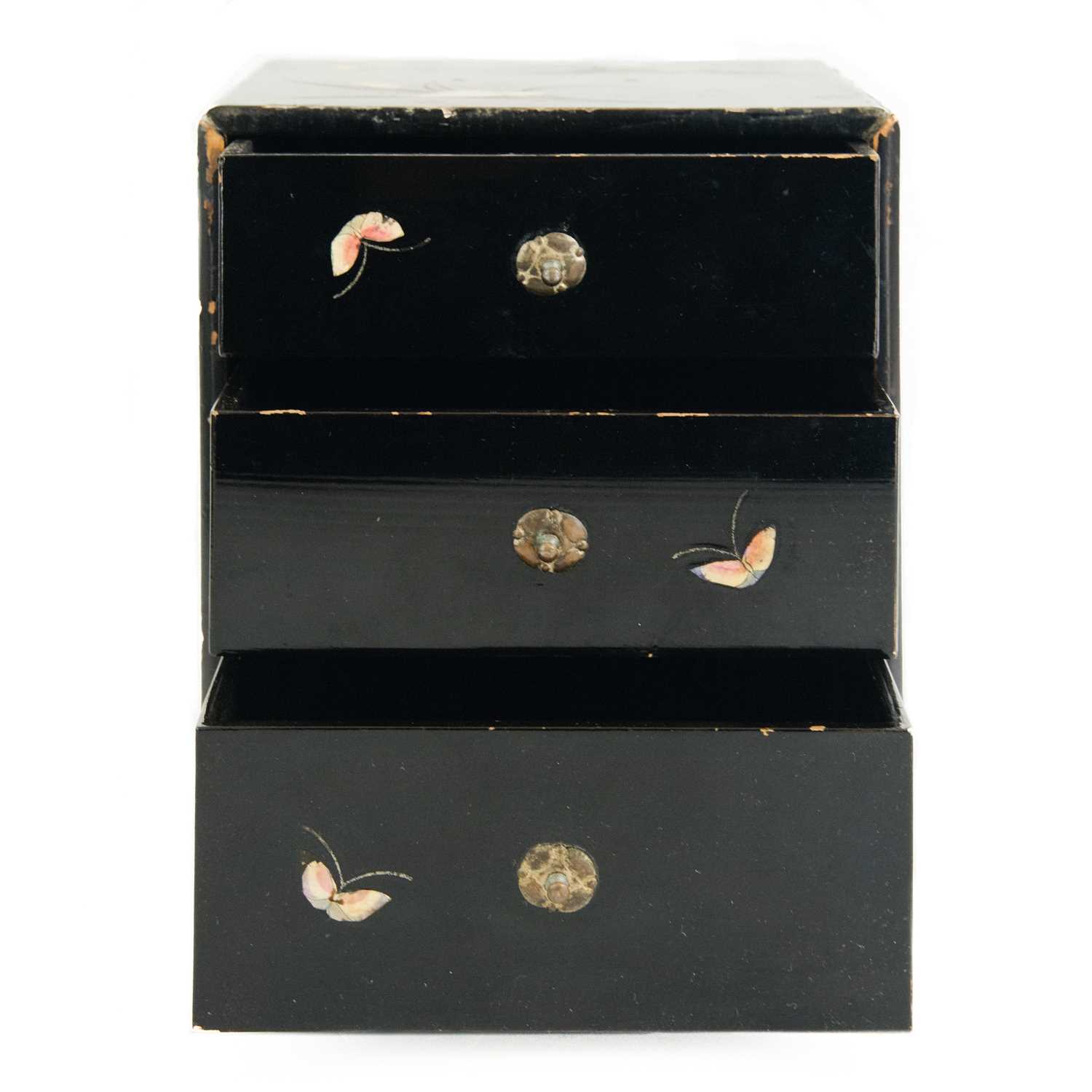 A Japanese black lacquer table cabinet, Meiji period. - Image 15 of 17