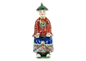 A Chinese porcelain figure of a seated Emperor, 20th century.