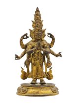 A Sino-Tibetan gilt bronze figure of Avalokitesvara, 18th/19th century.
