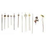 Ten various Japanese metal kanzashi, 19th/20th century.