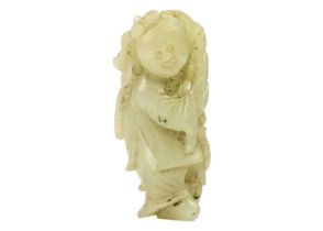 A Chinese carved jade figure of a boy, Qing Dynasty, 19th century,