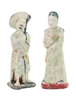 A pair of Chinese celadon figures, 19th century.
