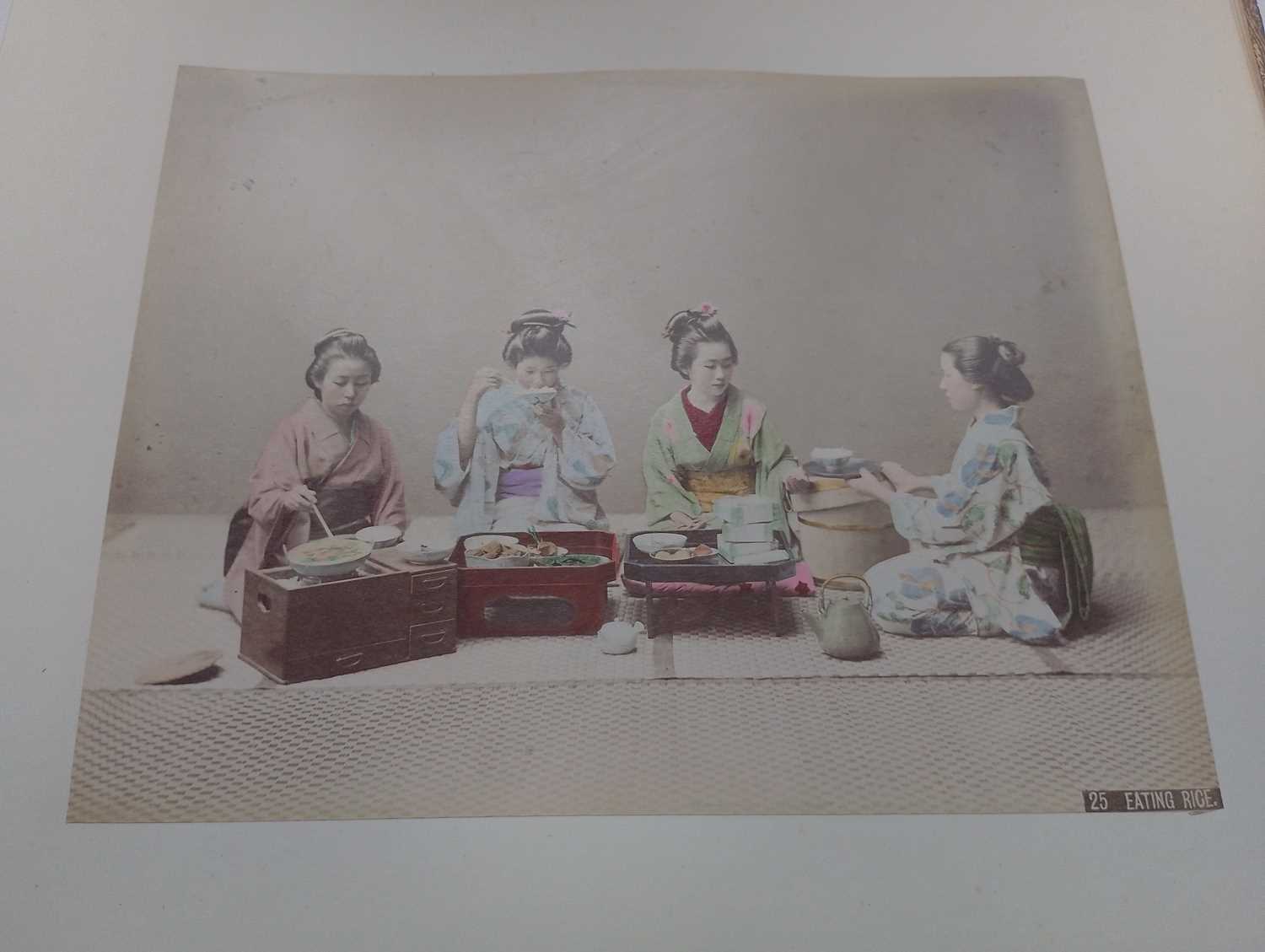A Japanese hand coloured photo album with lacquer cover, Meiji period. - Image 47 of 52
