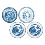 A pair of Chinese export blue and white porcelain plates, 18th century.