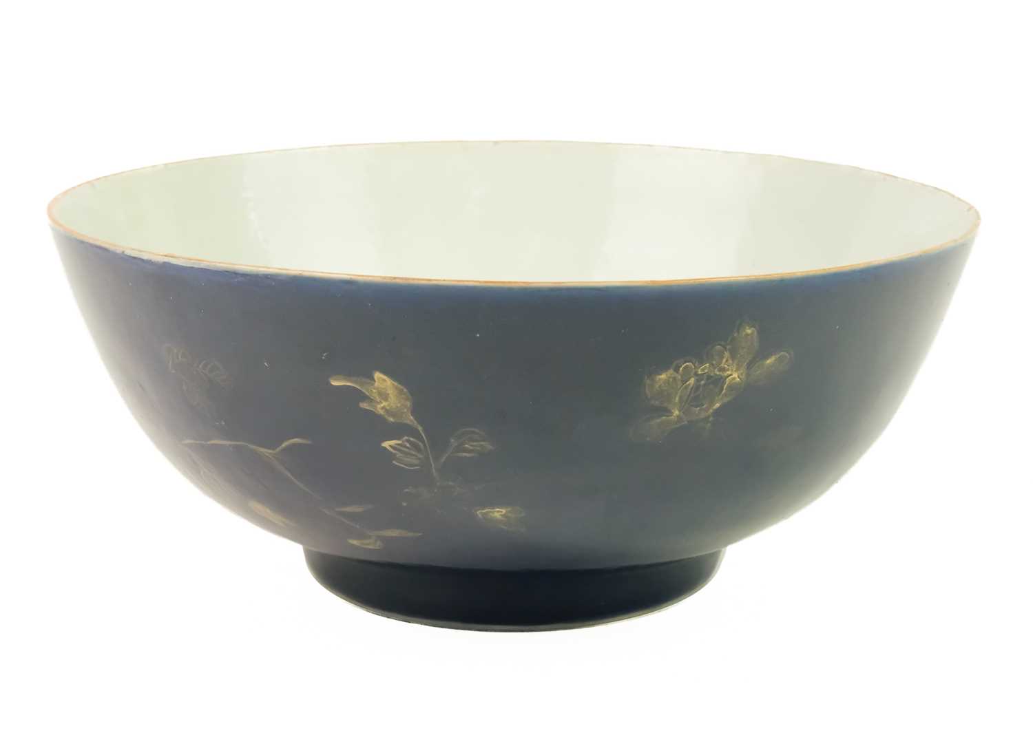 A Chinese blue-ground porcelain punch bowl, Qianlong period. - Image 4 of 9