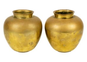 A near pair of Chinese polished bronze incense burners, Qing Dynasty