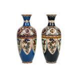 A pair of Japanese cloisonne vases, Meiji period.