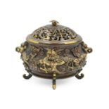 A Chinese gilt bronze censer and cover, late Ming Dynasty.