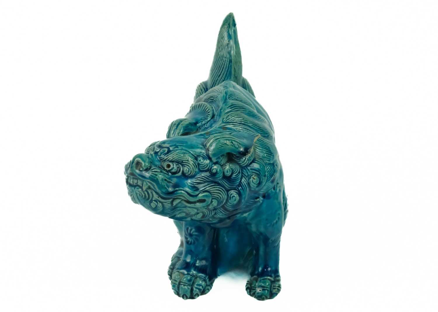 A Chinese turquoise glazed pottery 'Lion' dog, circa 1900, late Qing Dynasty. - Image 7 of 7