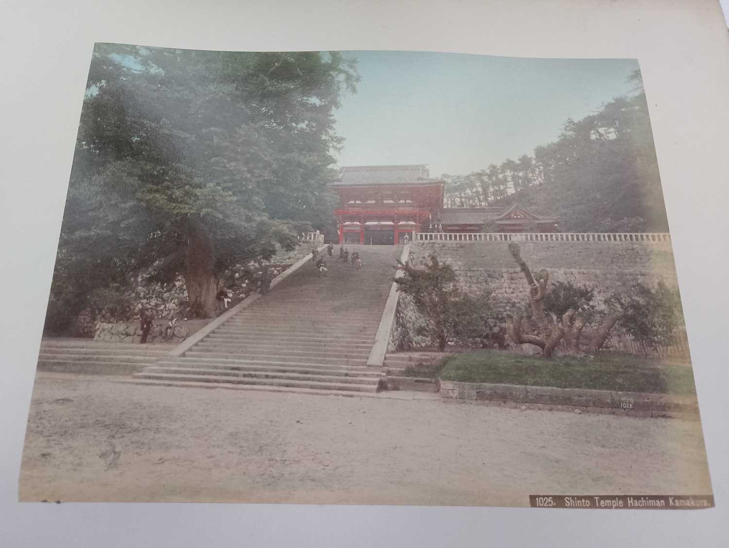 A Japanese hand coloured photo album with lacquer cover, Meiji period. - Image 10 of 52