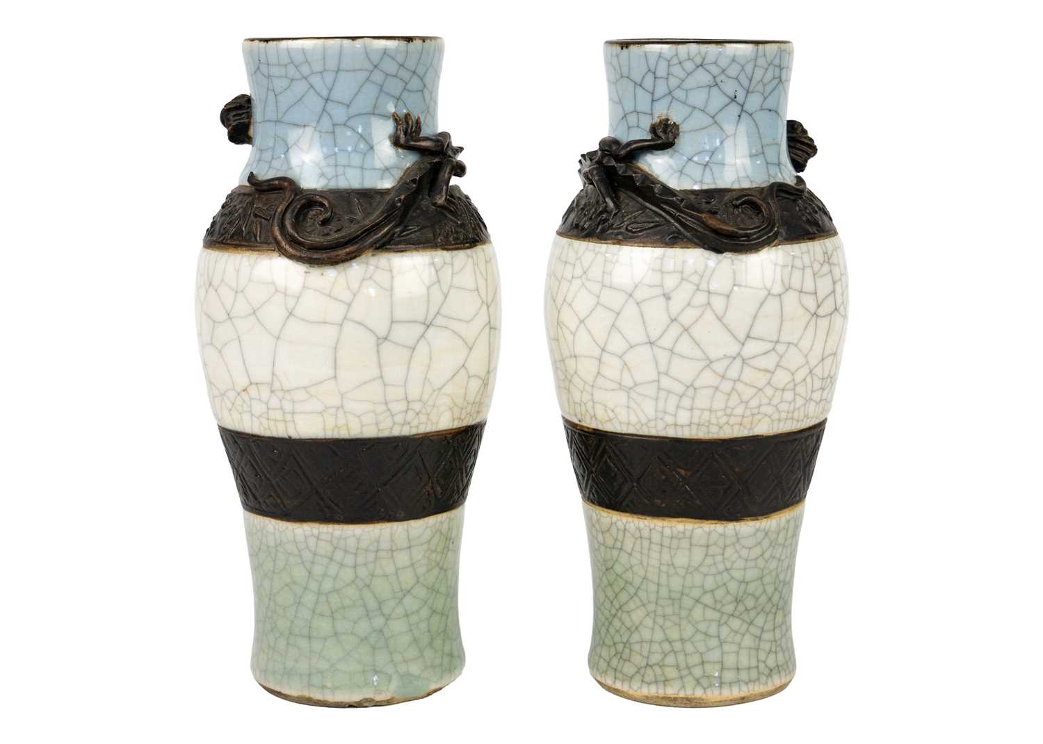 A pair of Chinese crackle glaze vases, circa 1890. - Image 3 of 9